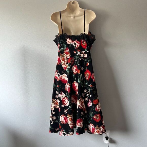 Foxiedox by Anthro Floral Print and Lace Slip Dress Size Petite L - Picture 5 of 8
